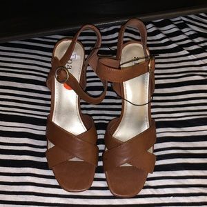 Strappy brown heels